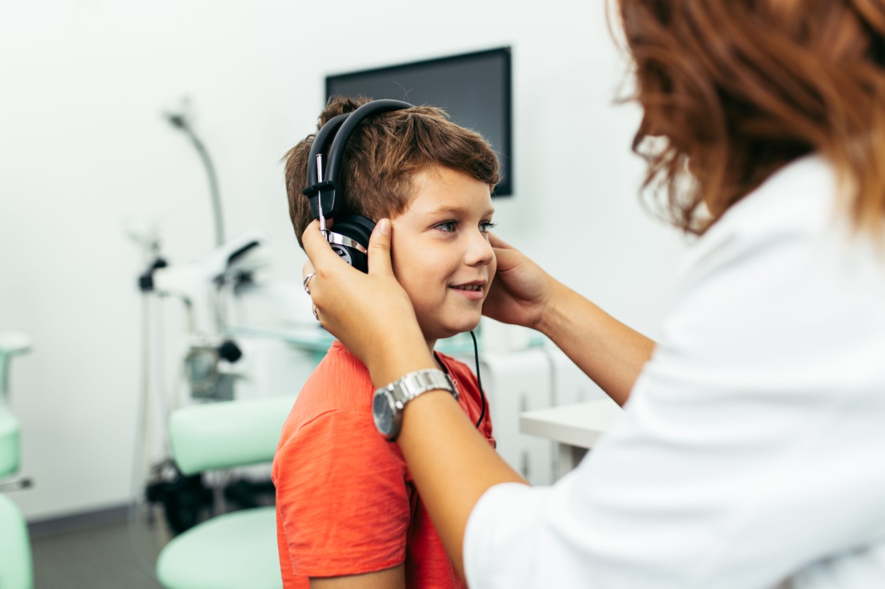 Boy getting a hearing test