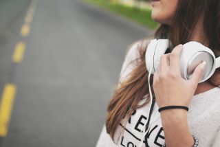 woman with headphones